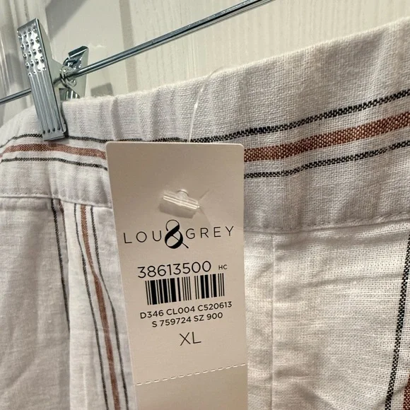 Lou & Grey Linen Blend Striped Wide Leg Pants XL Neutral Summer NWT - Picture 6 of 6